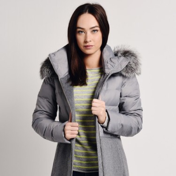 puffer coat, sleeves hood, lower in luxurious wool - Picture 3 of 6